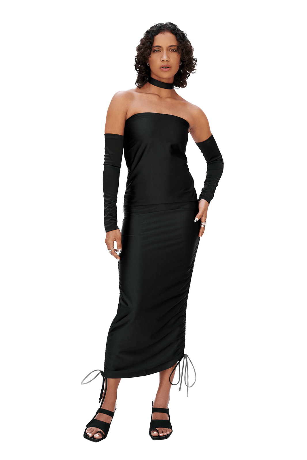BLACK STRAPLESS MAXI DRESS - moss studio