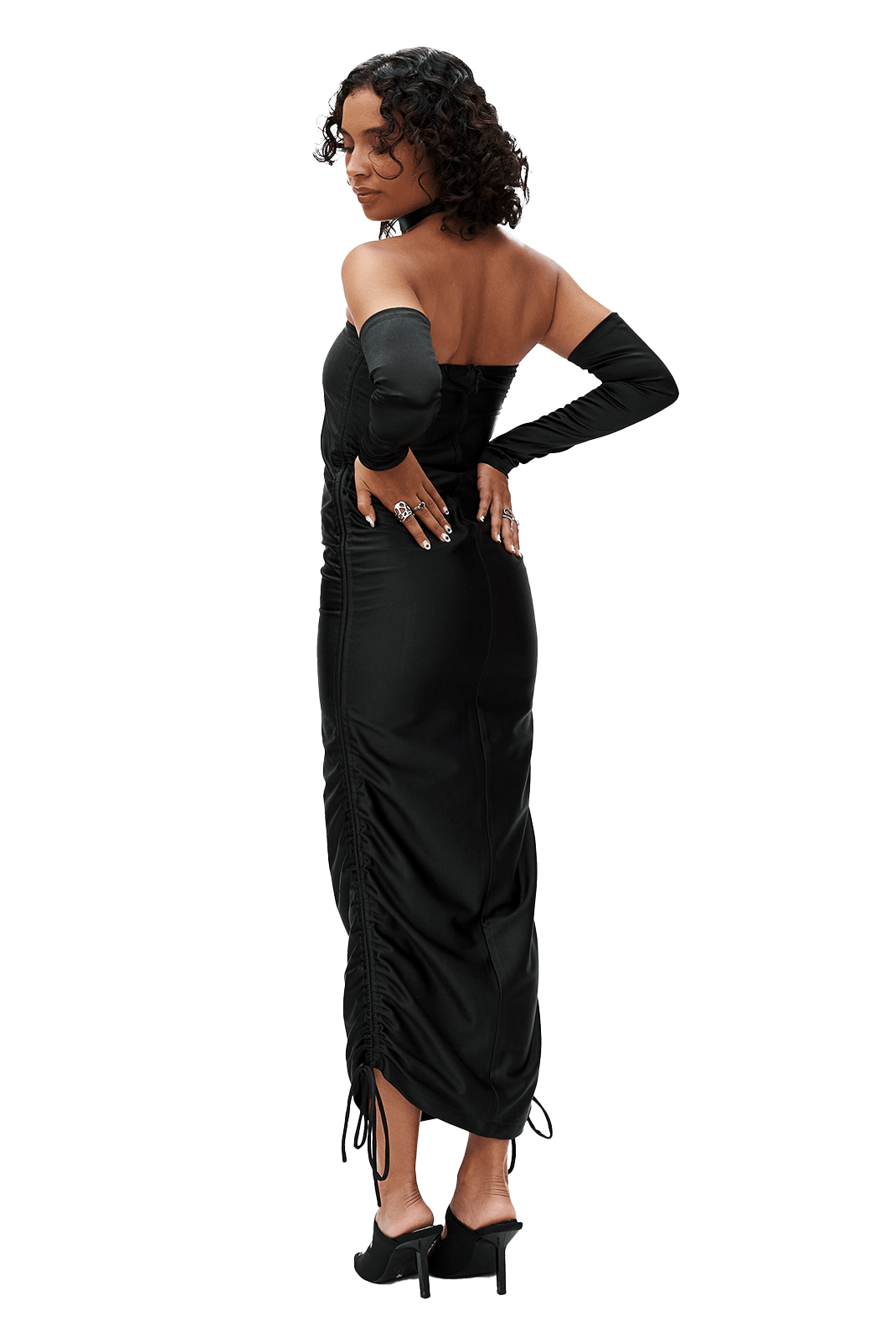 BLACK STRAPLESS MAXI DRESS - moss studio