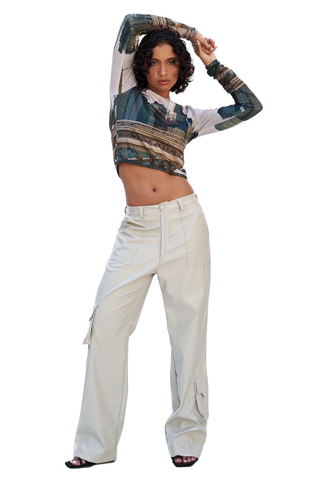 PANTALONES CARGO EFECTO PIEL CRUDO
