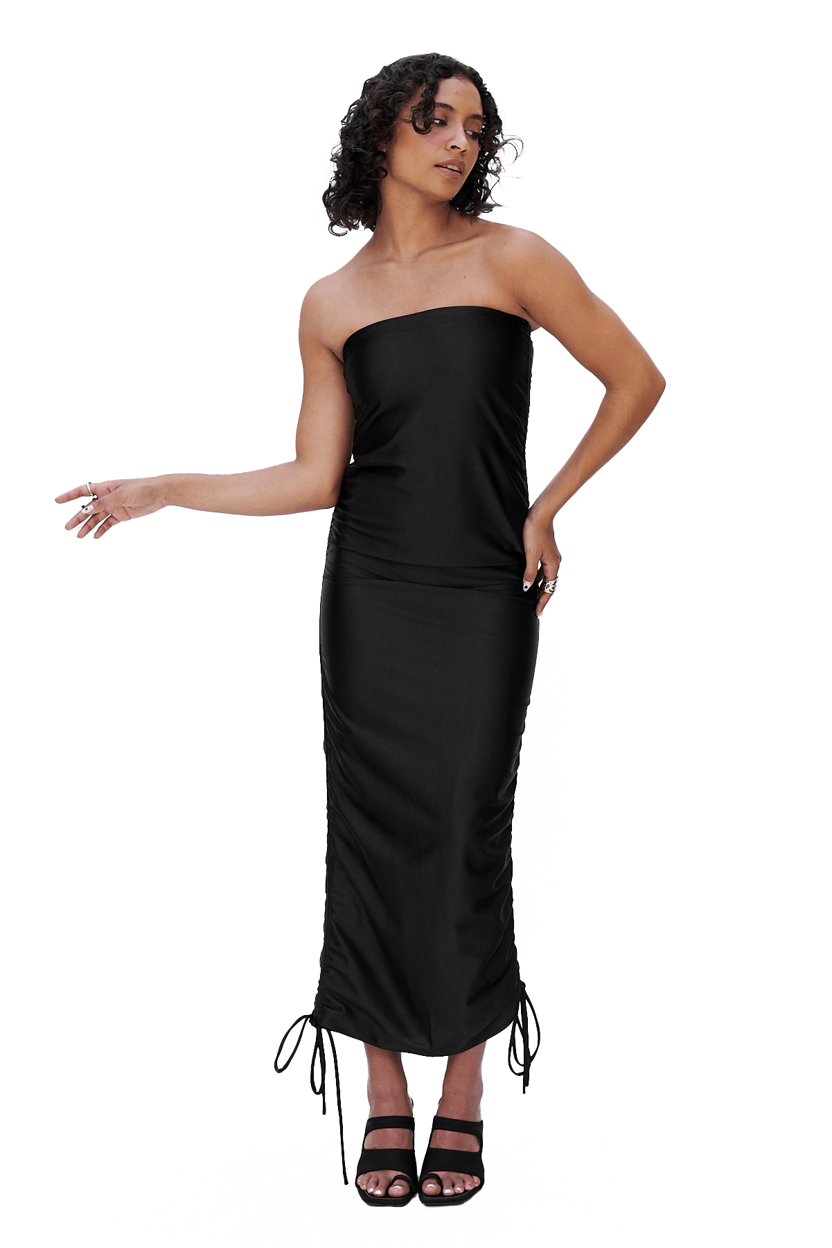 BLACK STRAPLESS MAXI DRESS - moss studio