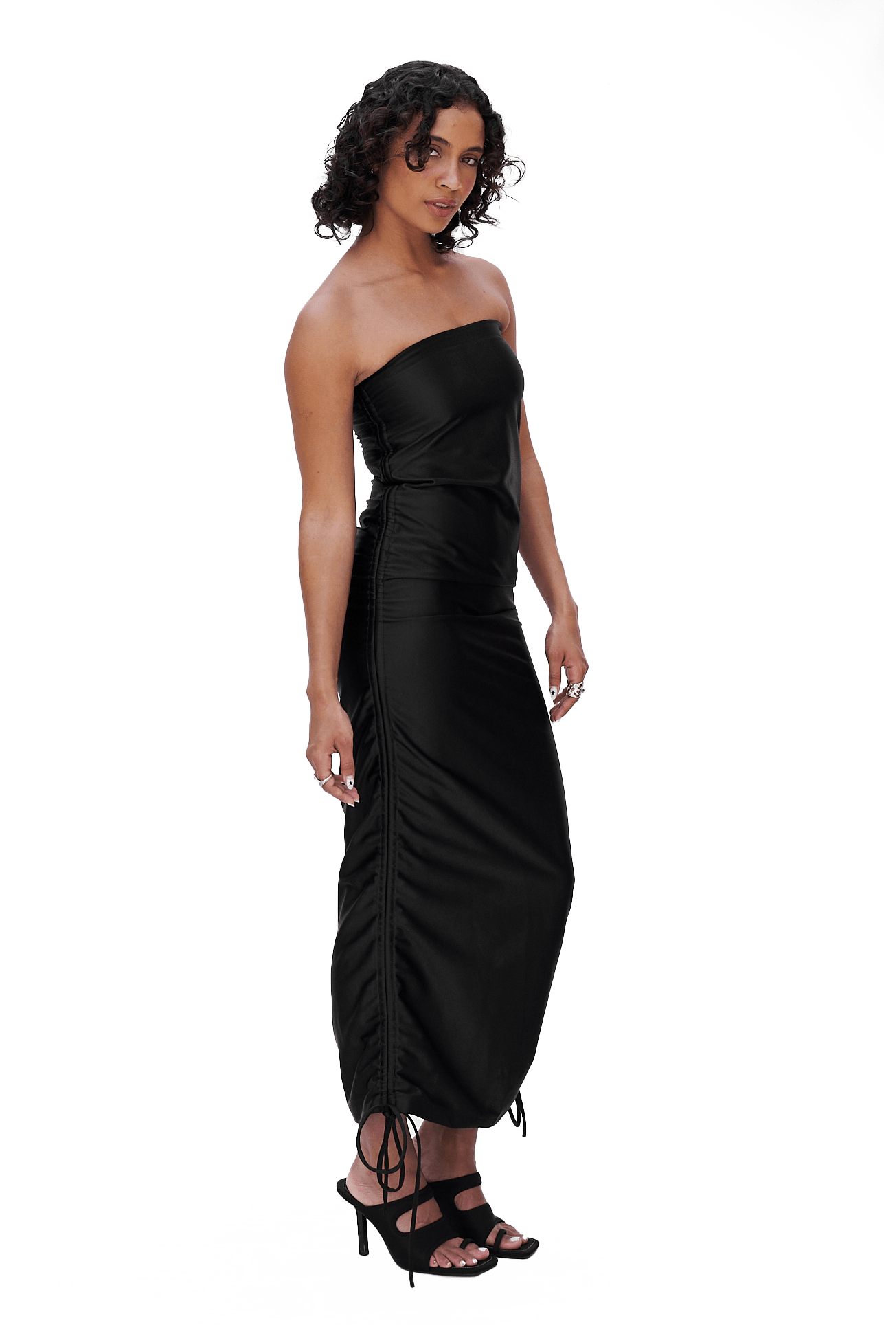 BLACK STRAPLESS MAXI DRESS - moss studio