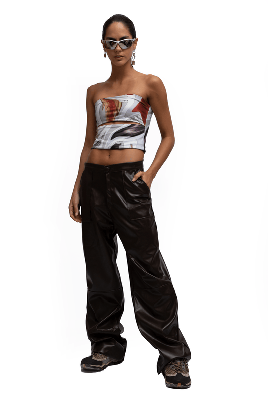 FAUX LEATHER MOKA PANTS - moss studio