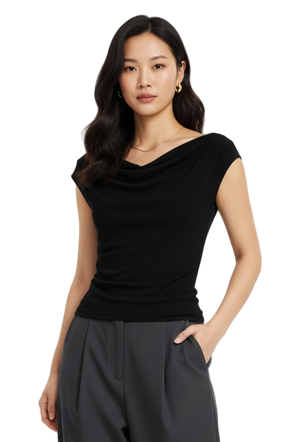 BLACK DRAPED TOP